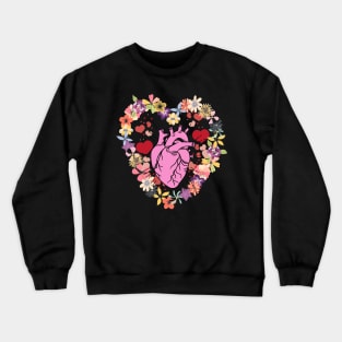 Heart Shirt Unisex Shirt, Heart Roses Art, Heart Roses Graphic, Retro Heart Shirt, Botanical, Aesthetic Shirt, Heart Warrior Crewneck Sweatshirt